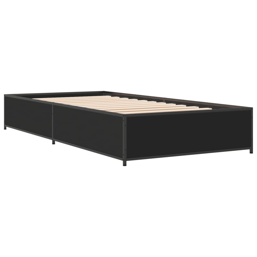 vidaXL Πλαίσιο Κρεβατιού Μαύρο 90 x 200 εκ. Επεξ. Ξύλο & Μέταλλο