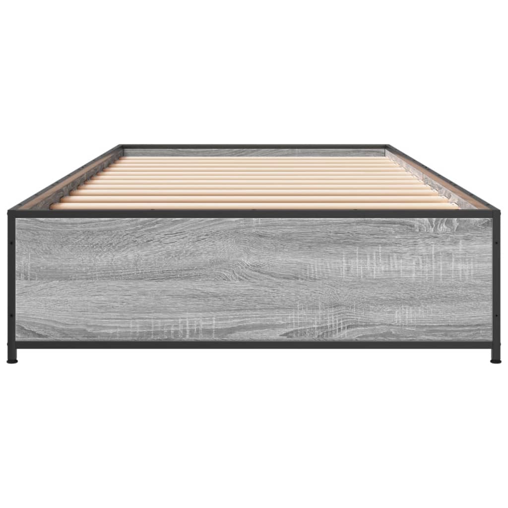 vidaXL Πλαίσιο Κρεβατιού Γκρι Sonoma 90 x 190 εκ. Επεξ. Ξύλο & Μέταλλο