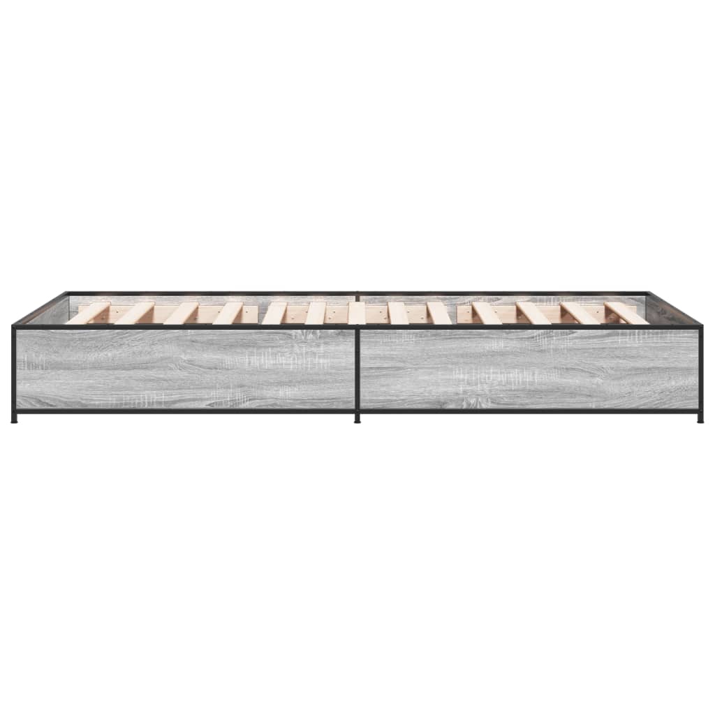 vidaXL Πλαίσιο Κρεβατιού Γκρι Sonoma 90 x 190 εκ. Επεξ. Ξύλο & Μέταλλο