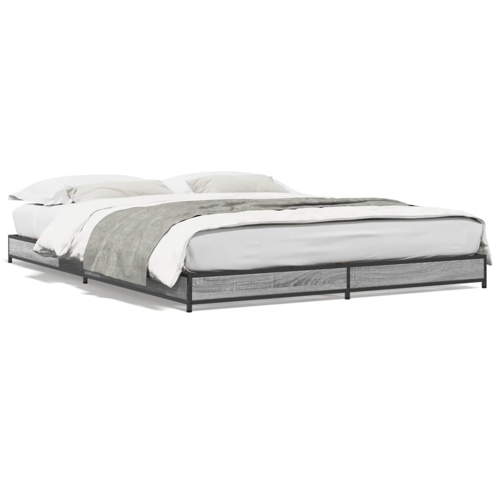 vidaXL Πλαίσιο Κρεβατιού Γκρι Sonoma 120x200 εκ. Επεξ. Ξύλο & Μέταλλο