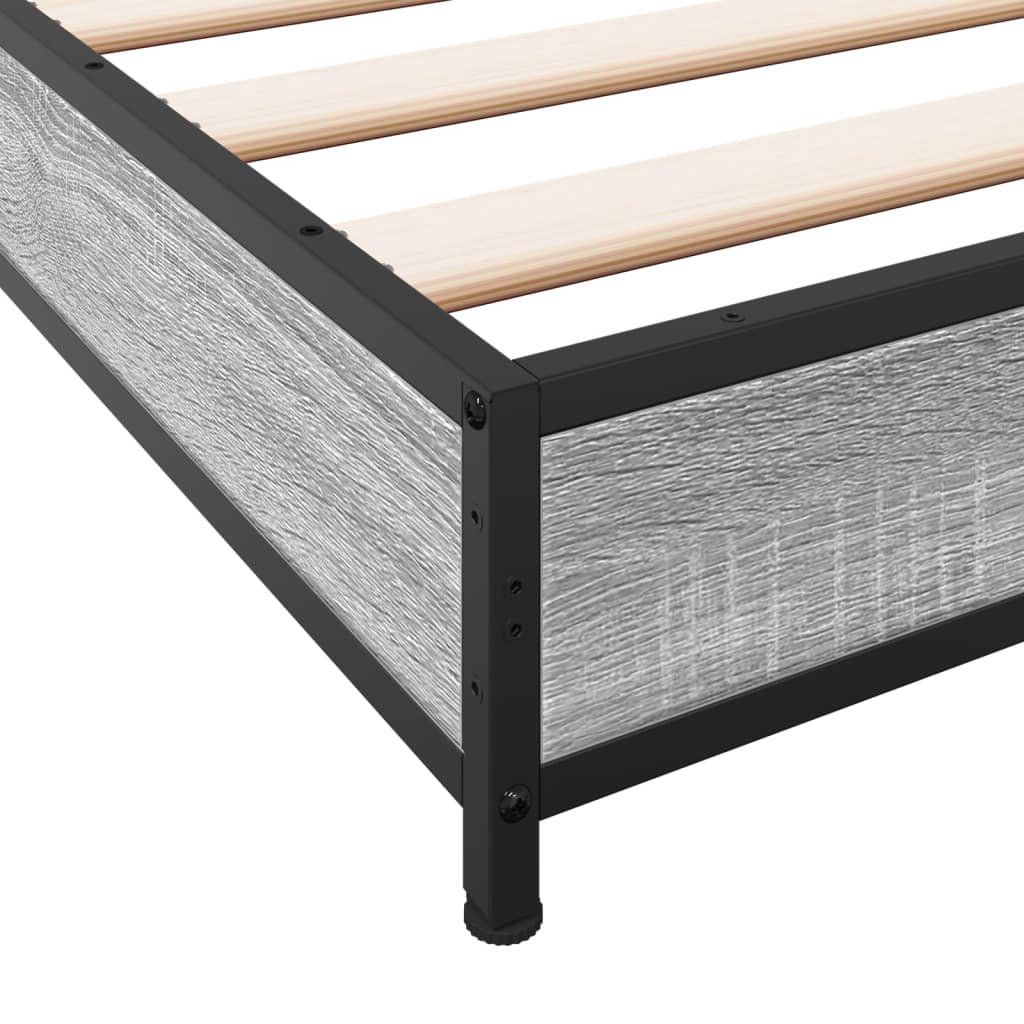 vidaXL Πλαίσιο Κρεβατιού Γκρι Sonoma 120x200 εκ. Επεξ. Ξύλο & Μέταλλο