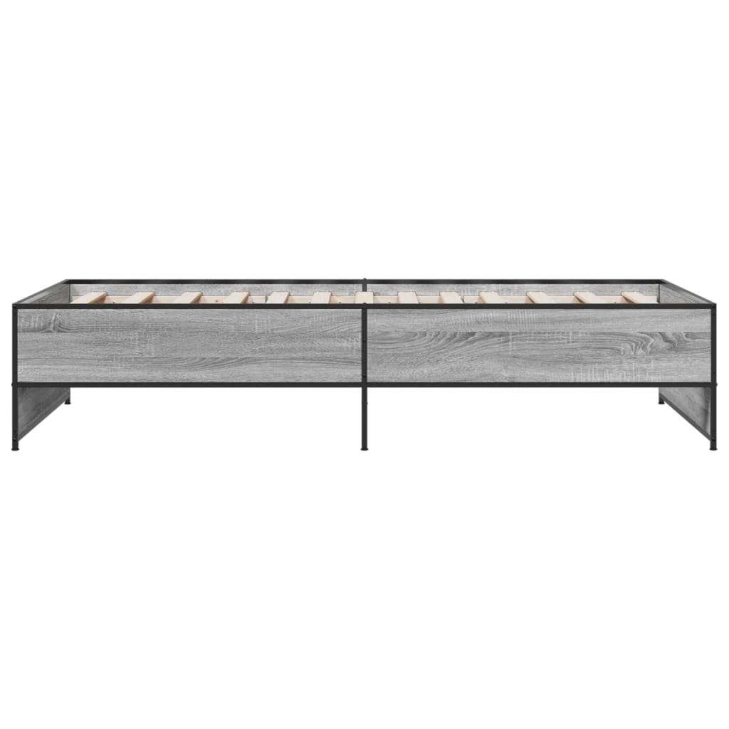 vidaXL Πλαίσιο Κρεβατιού Γκρι Sonoma 100x200 εκ. Επεξ. Ξύλο & Μέταλλο