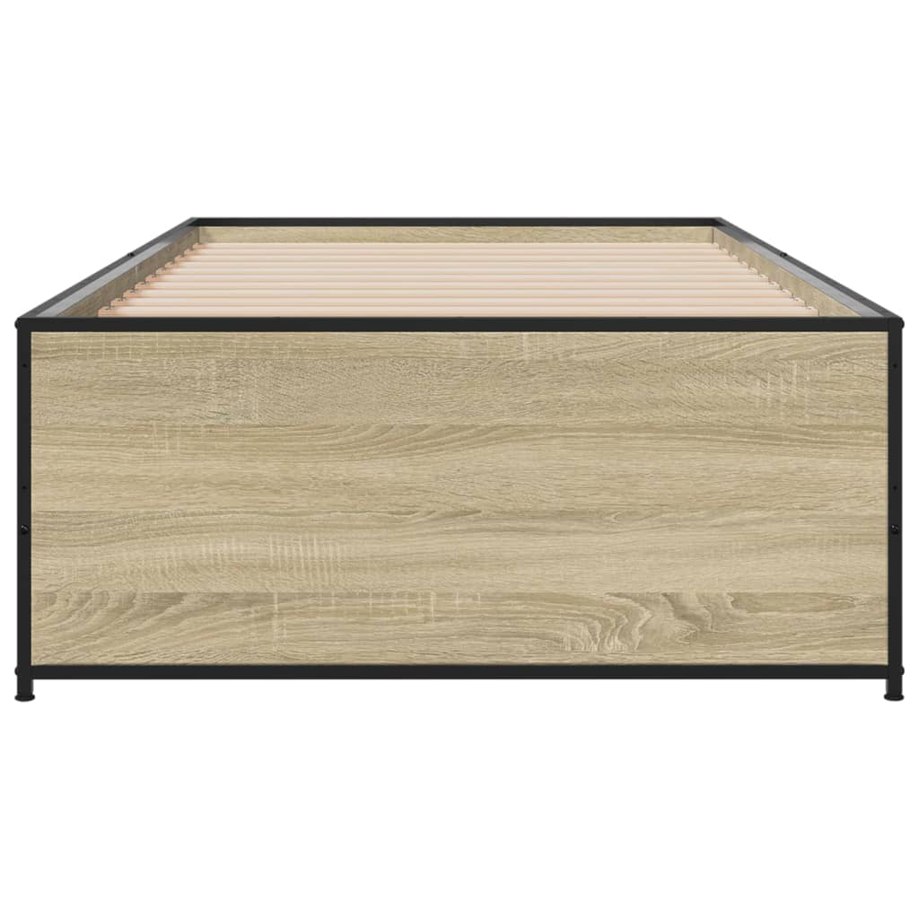 vidaXL Πλαίσιο Κρεβατιού Sonoma Δρυς 75 x 190 εκ. Επεξ. Ξύλο & Μέταλλο