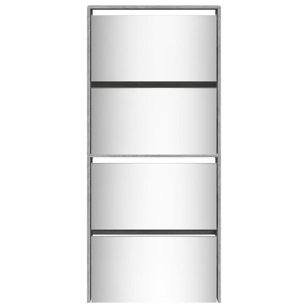 vidaXL Παπουτσοθήκη με Καθρέφτη 4 Επιπέδων Γκρι Sonoma 63x17x134 εκ.