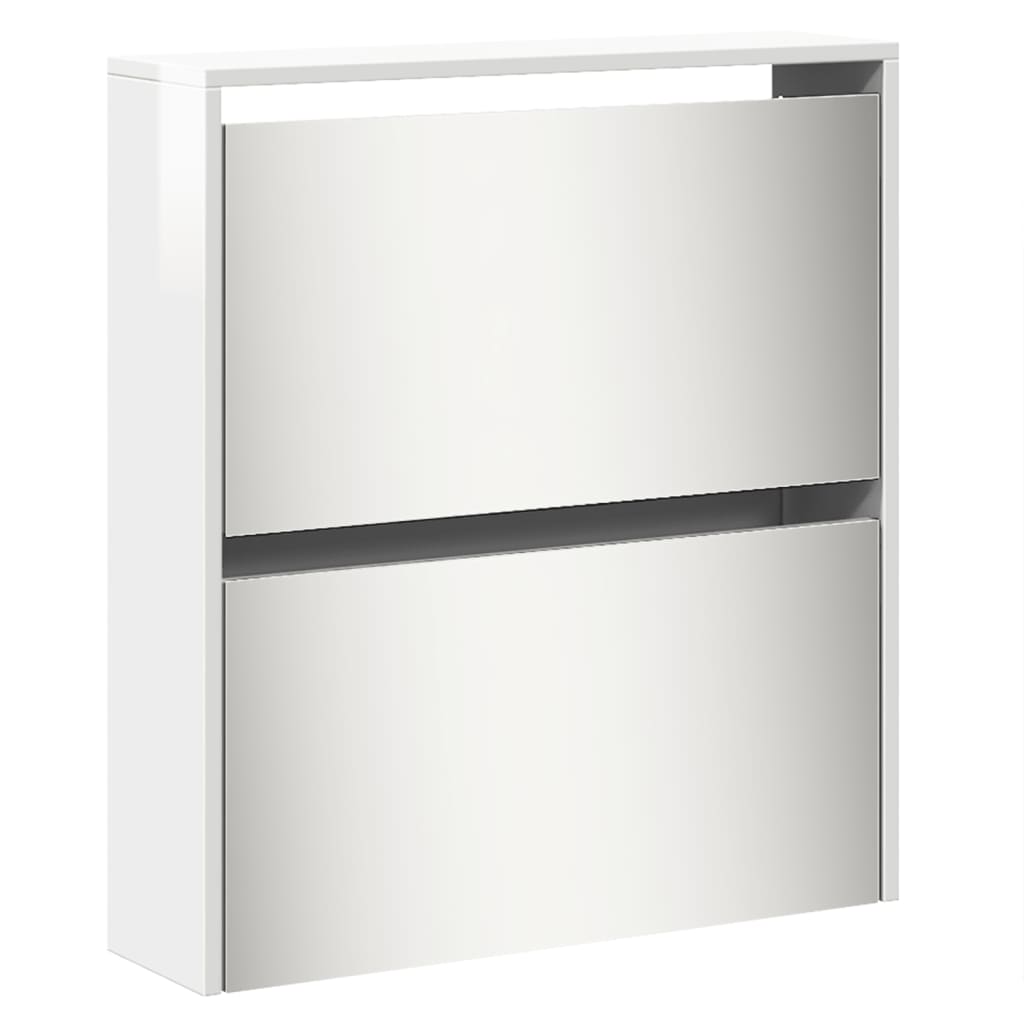 vidaXL Παπουτσοθήκη με Καθρέφτη 5 Επιπέδων Γυαλ. Λευκό 63x17x169,5 εκ.