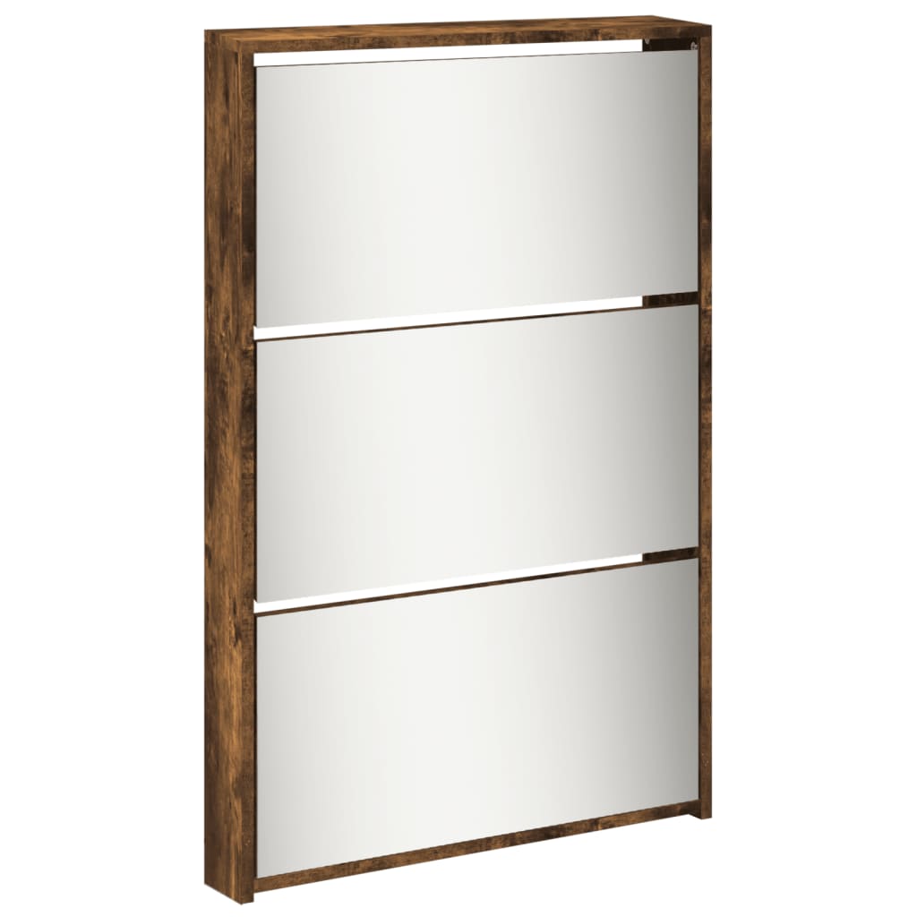 vidaXL Παπουτσοθήκη με Καθρέφτη 5 Επιπέδων Καπν. Δρυς 63x17x169,5 εκ.