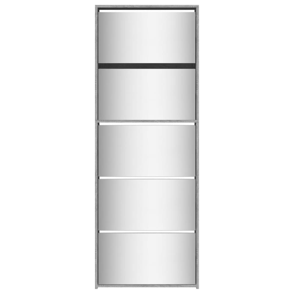 vidaXL Παπουτσοθήκη με Καθρέφτη 5 Επιπέδων Γκρι Sonoma 63x17x169,5 εκ.