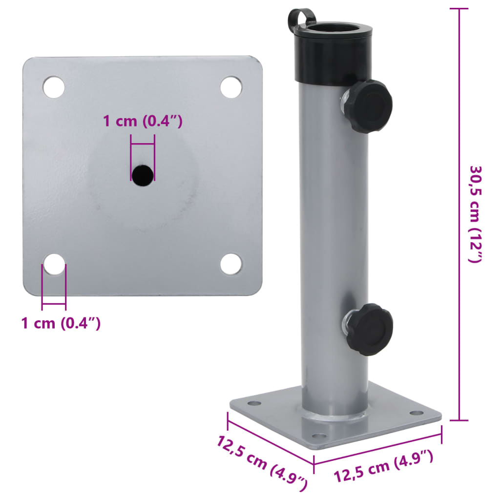 vidaXL Βάση Ομπρέλας Ασημί για Ιστό Ø38/48 Ατσάλι
