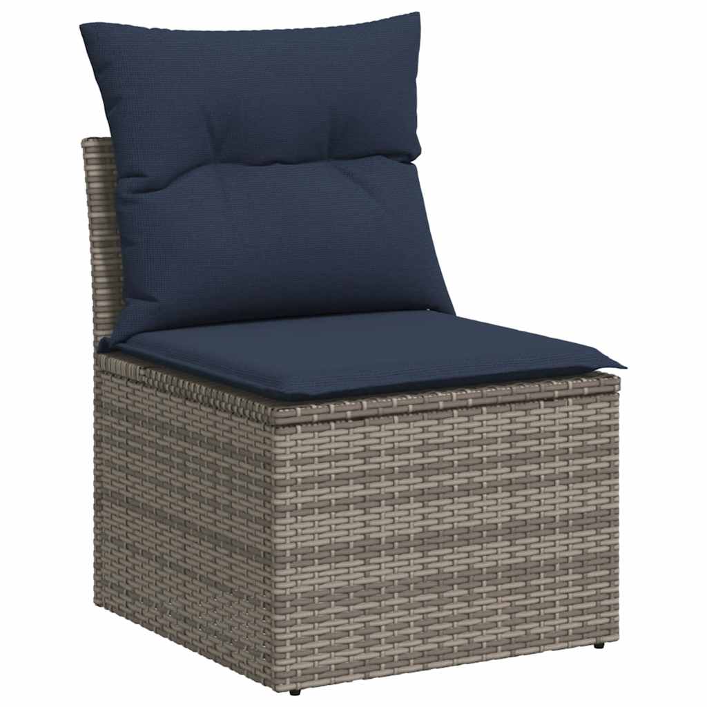 vidaXL Σετ Καναπέδων Κήπου 10 Τεμαχίων με Μαξιλάρια Γκρι από Συνθετικό Ρατάν