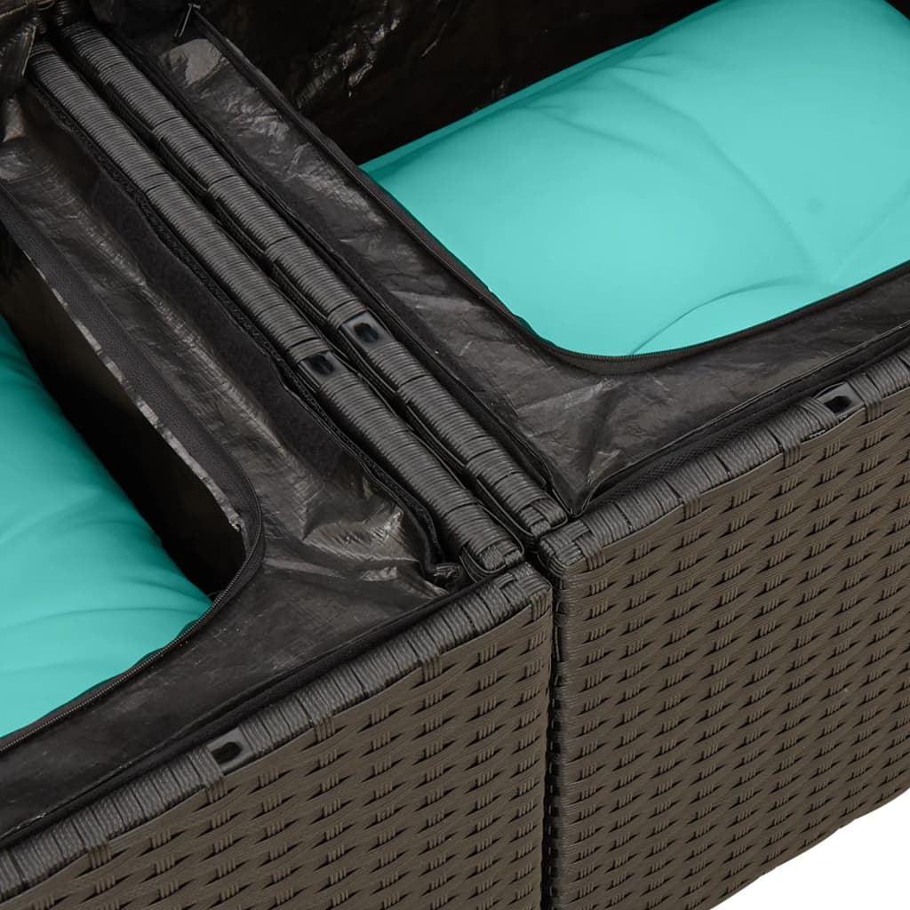 vidaXL Καναπές Σετ 5 Τεμαχίων Μαύρο Συνθετικό Ρατάν με Μαξιλάρια