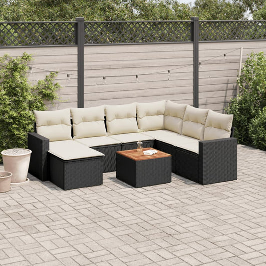 vidaXL Σαλόνι Κήπου 8 Τεμαχίων Μαύρο από Συνθετικό Ρατάν με Μαξιλάρια