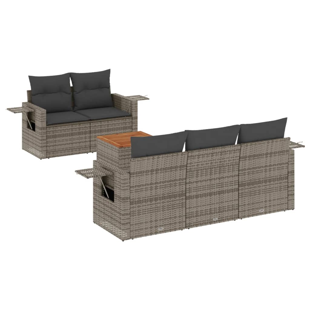 vidaXL Σαλόνι Κήπου 6 Τεμαχίων από Γκρι Συνθετικό Ρατάν με Μαξιλάρια