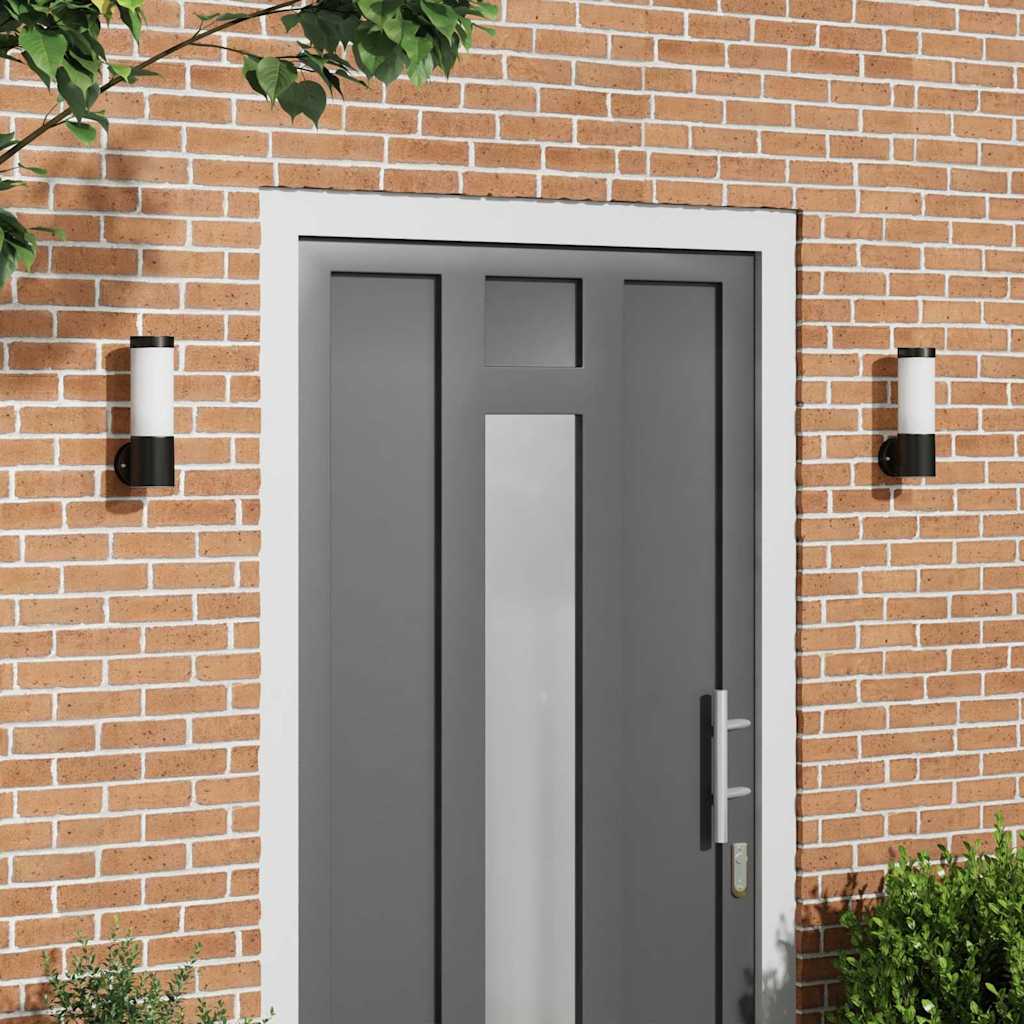 vidaXL Εξωτερικά Φωτιστικά Τοίχου 2 pcs Μαύρο 12 x 7.5 x 27 εκ