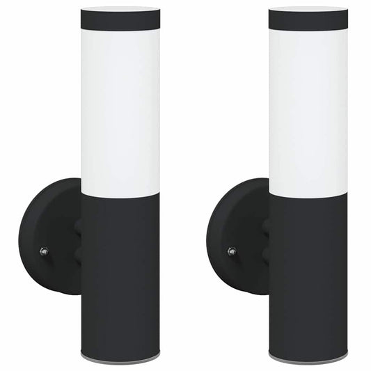vidaXL Φωτιστικό Τοίχου Για Εξωτερικούς Χώρους 2 pcs Μαύρο