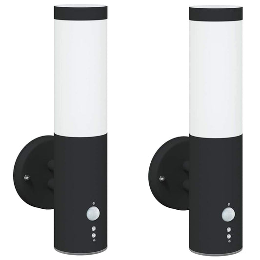 vidaXL Φωτιστικό Τοίχου Για Εξωτερικούς Χώρους 2 pcs Μαύρο