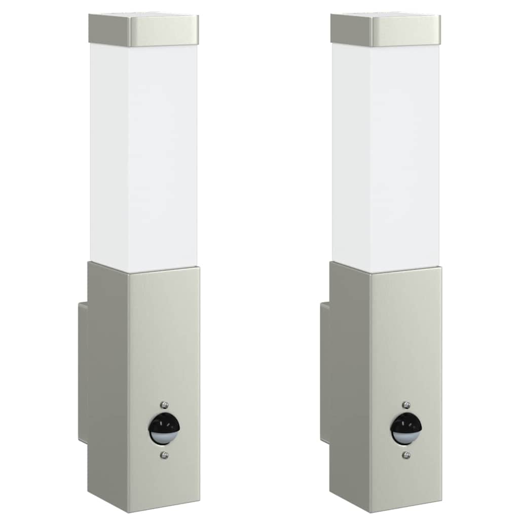 vidaXL Εξωτερικά Φωτιστικά Τοίχου 2 pcs Ασημί 10.5 x 6 x 35 εκ.