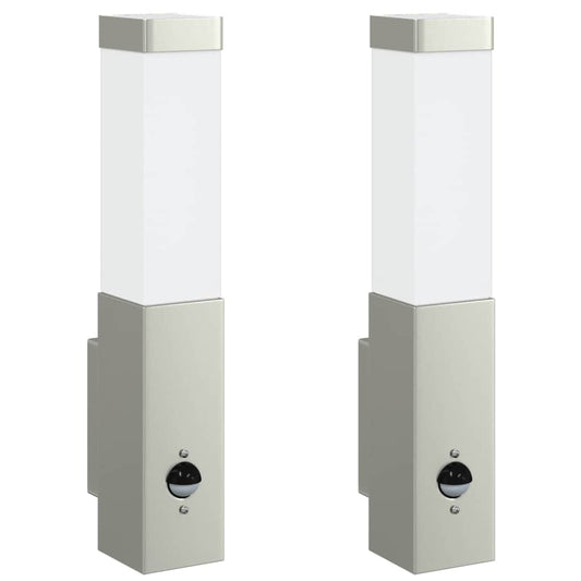 vidaXL Εξωτερικά Φωτιστικά Τοίχου 2 pcs Ασημί 10.5 x 6 x 35 εκ.