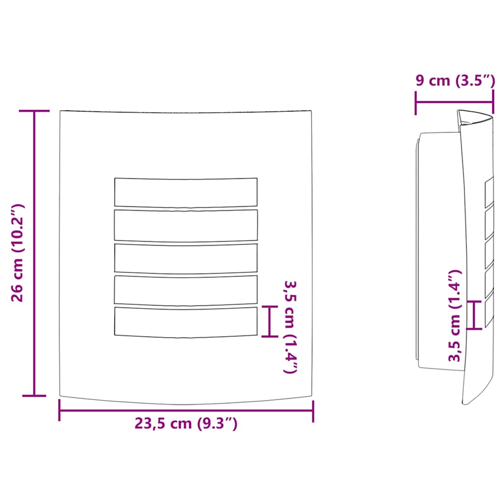 vidaXL Επιτοίχιο φωτιστικό εξωτερικού χώρου 2 pcs Ασημί