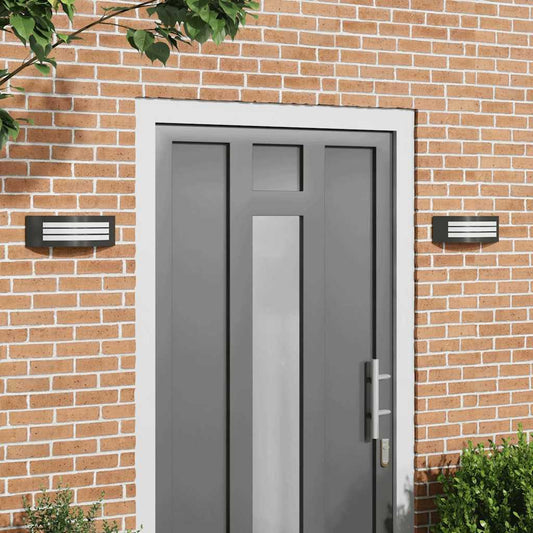 vidaXL Εξωτερικά Φωτιστικά Τοίχου 2 pcs Μαύρο 32 x 10 x 10 εκ