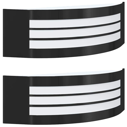 vidaXL Εξωτερικά Φωτιστικά Τοίχου 2 pcs Μαύρο 32 x 10 x 10 εκ