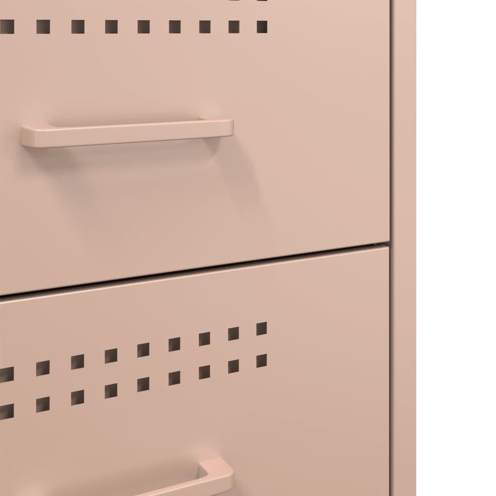 vidaXL Κομοδίνο Ροζ 36x39x50,5 εκ. από Χάλυβα