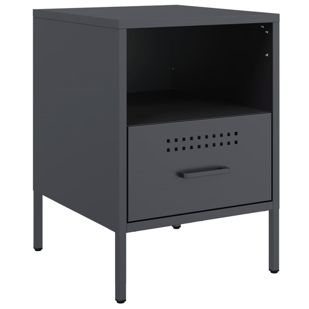 vidaXL Κομοδίνο Ανθρακί 36x39x50,5 εκ. από Χάλυβα