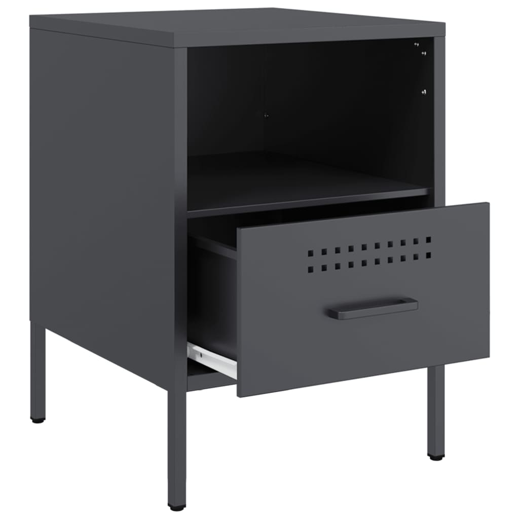 vidaXL Κομοδίνο Ανθρακί 36x39x50,5 εκ. από Χάλυβα