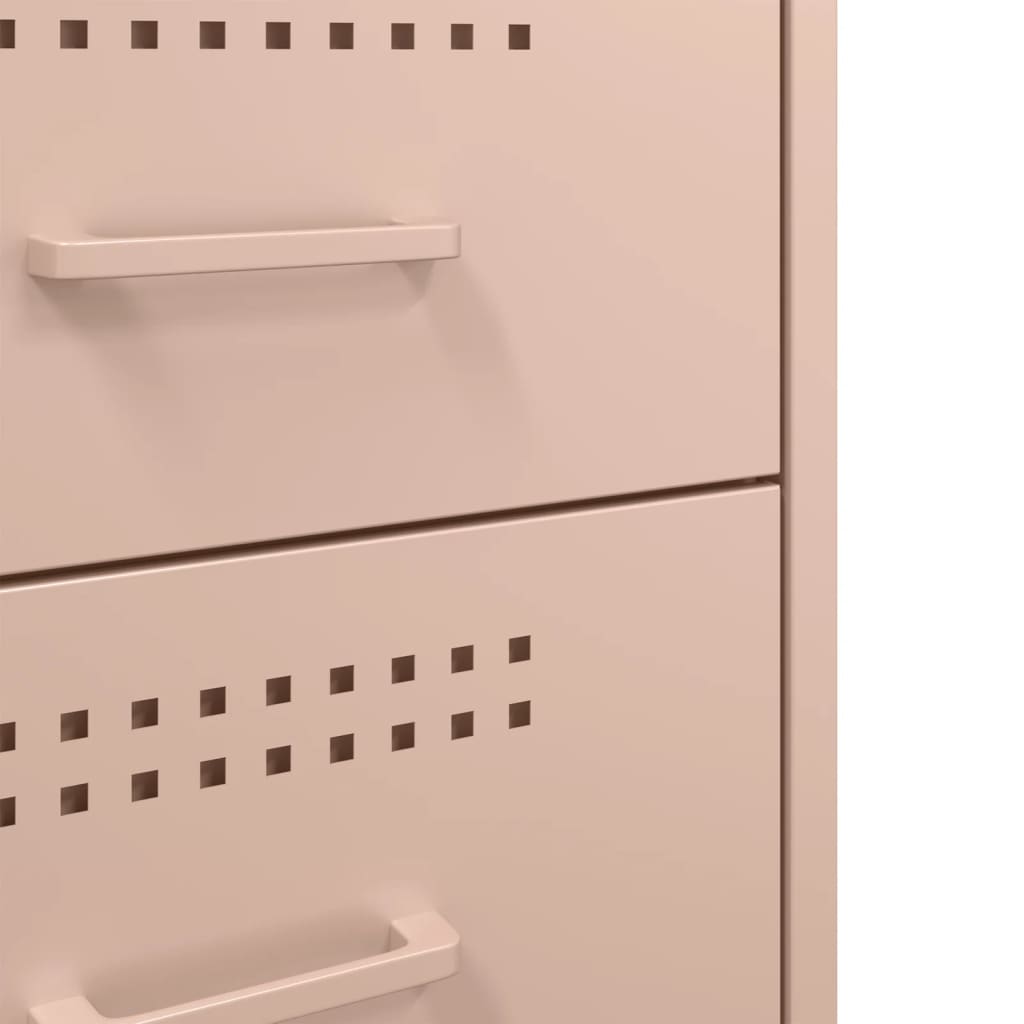 vidaXL Κομοδίνα 2 τεμ. Ροζ 36x39x68 εκ. από Χάλυβα