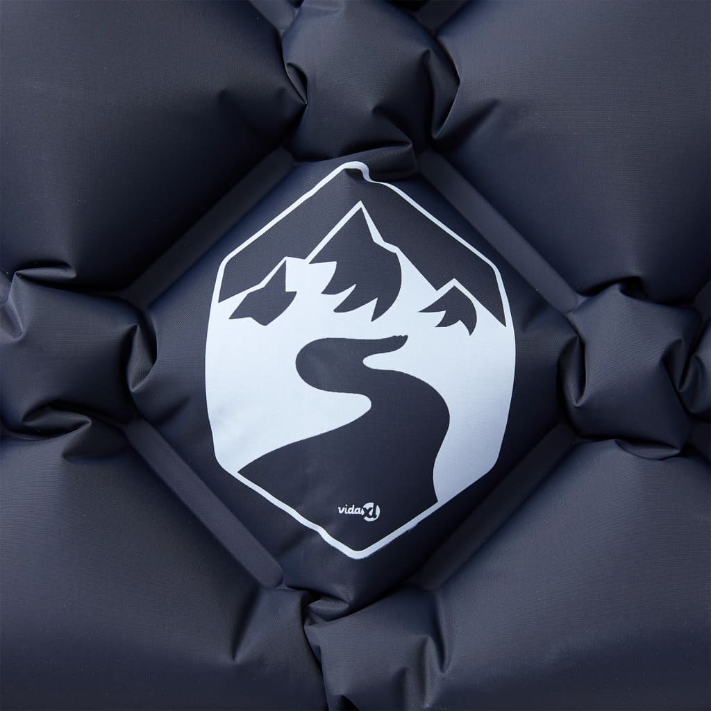 vidaXL Στρώμα Κάμπινγκ φούσκωτο Μονό με Μαξιλάρι Γκρι