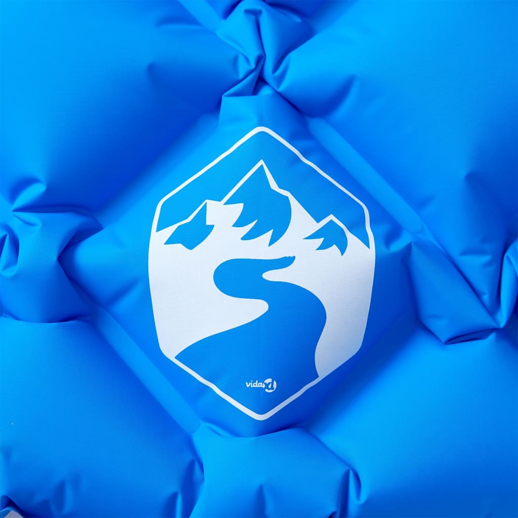 vidaXL Στρώμα Κάμπινγκ φούσκωτο Μονό με Μαξιλάρι Μπλε