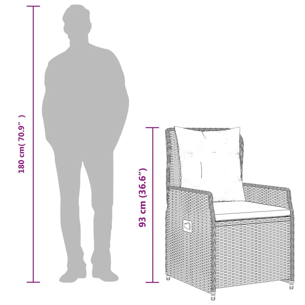 vidaXL Σετ Τραπεζαρίας Κήπου 5 Τεμαχίων Μαύρο Συνθ. Ρατάν με Μαξιλάρια