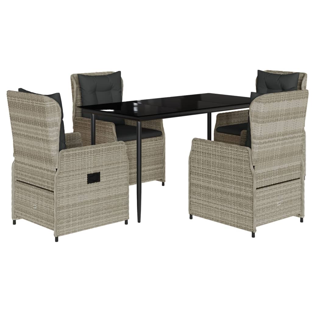 vidaXL Σετ Τραπεζαρίας Κήπου 5 τεμ. Αν. Γκρι Συνθ. Ρατάν με Μαξιλάρια