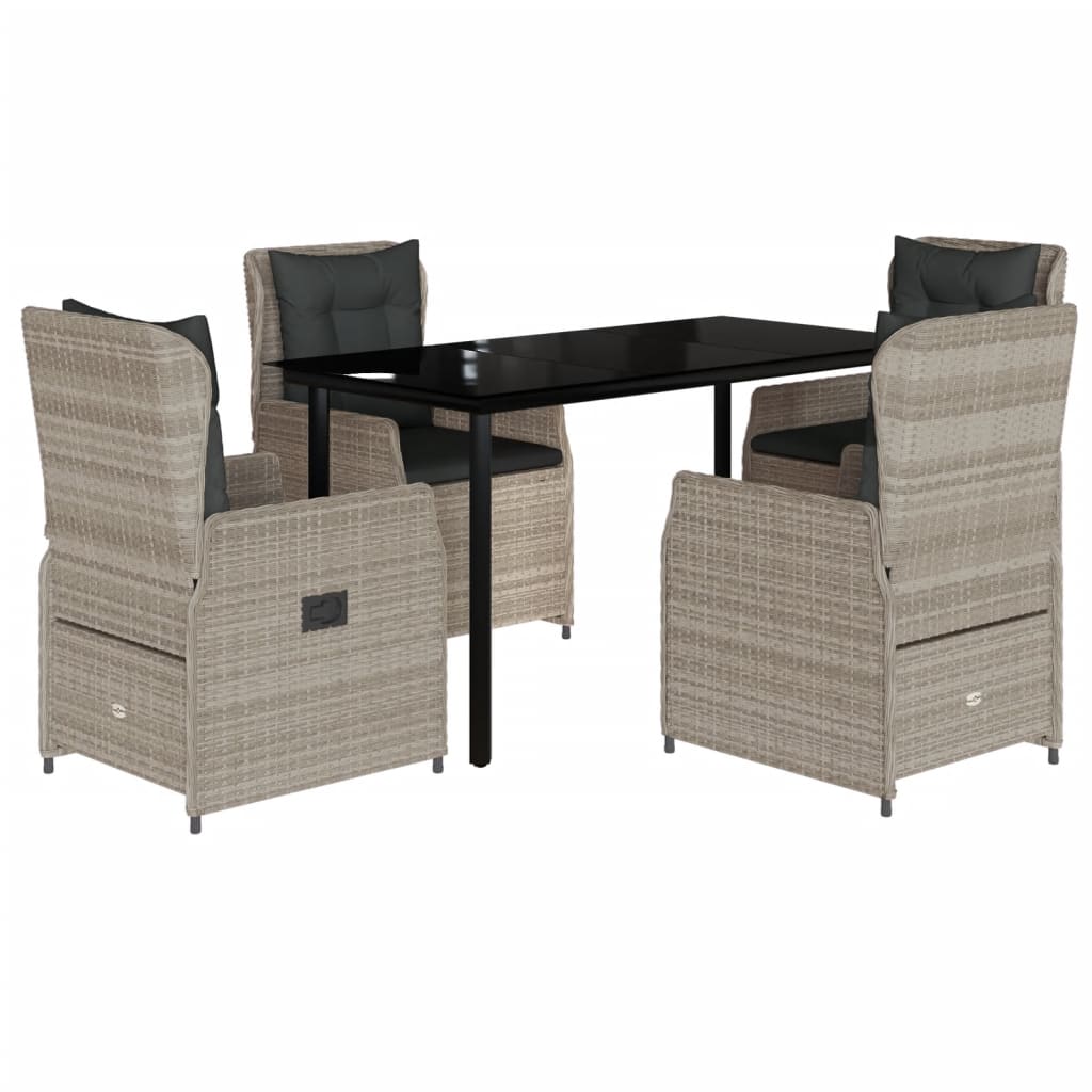 vidaXL Σετ Τραπεζαρίας Κήπου 5 τεμ. Αν. Γκρι Συνθ. Ρατάν με Μαξιλάρια