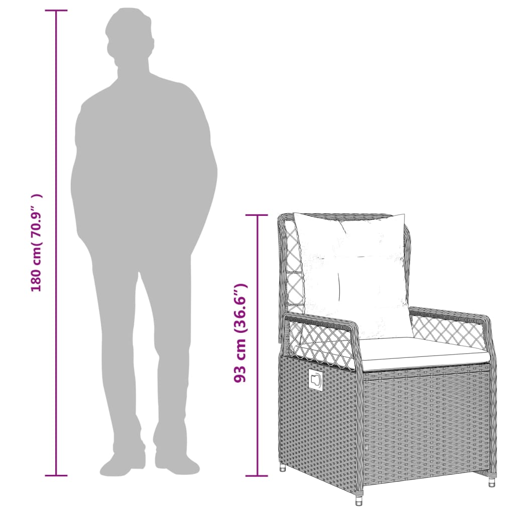 vidaXL Σετ Τραπεζαρίας Κήπου 7 τεμ. Αν. Γκρι Συνθ. Ρατάν με Μαξιλάρια