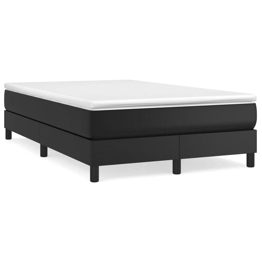vidaXL Κρεβάτι Boxspring με Στρώμα Μαύρο 120x190εκ.από Συνθετικό Δέρμα