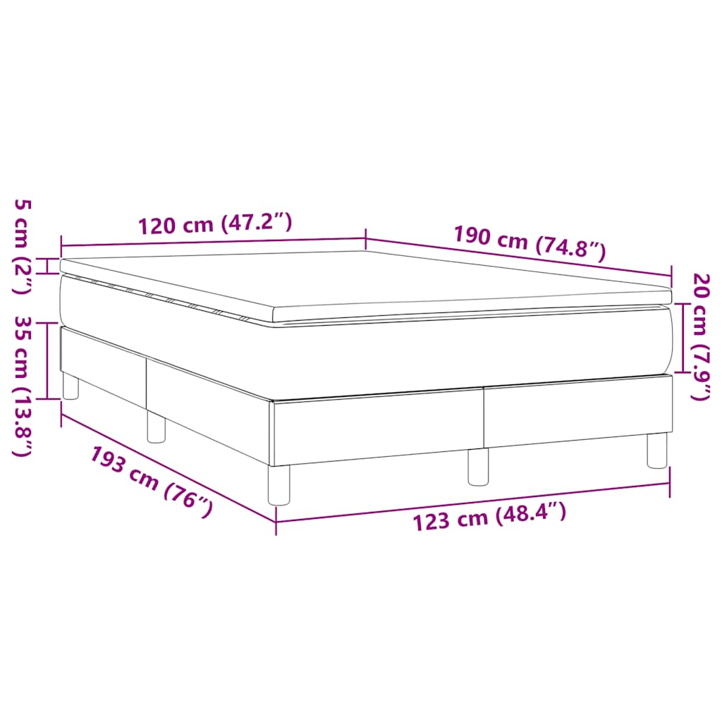 vidaXL Κρεβάτι Boxspring με Στρώμα Μαύρο 120x190 εκ. Υφασμάτινο