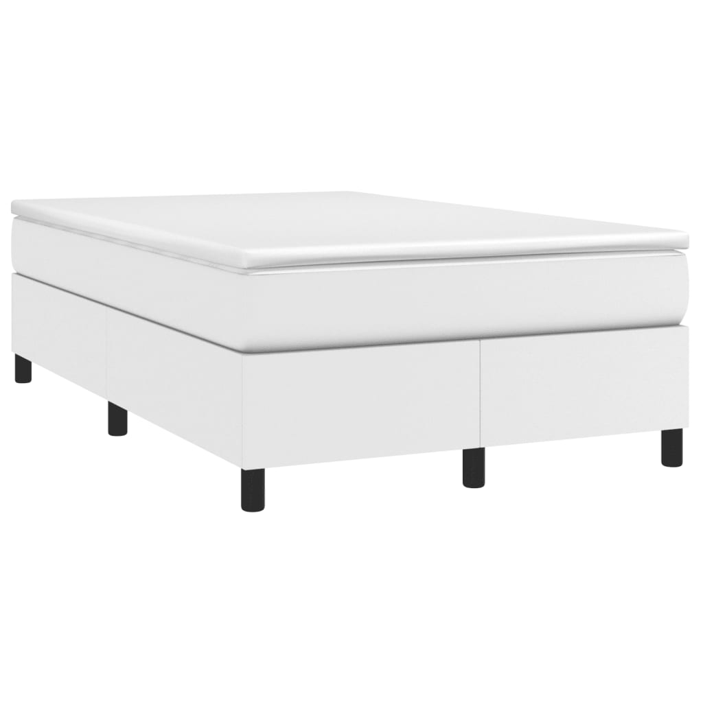 vidaXL Κρεβάτι Boxspring με Στρώμα Λευκό 120x190εκ.από Συνθετικό Δέρμα
