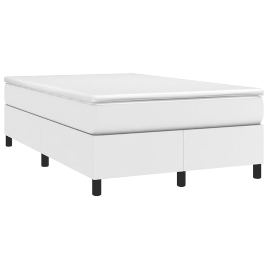 vidaXL Κρεβάτι Boxspring με Στρώμα Λευκό 120x190εκ.από Συνθετικό Δέρμα