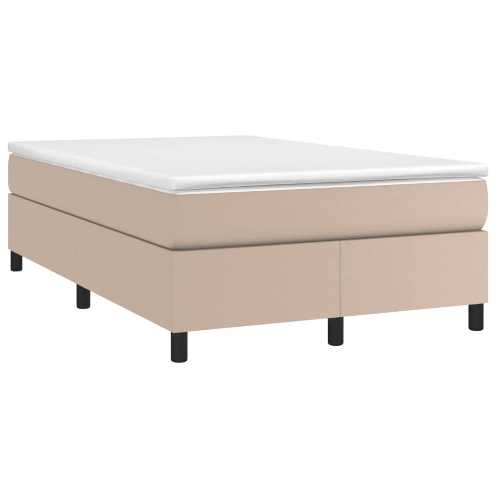 vidaXL Κρεβάτι Boxspring με Στρώμα Καπουτσίνο 120x190εκ.από Συνθ.Δέρμα