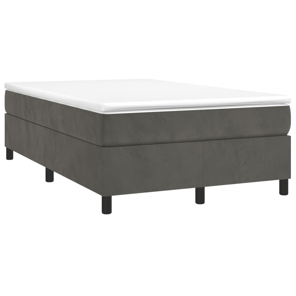 vidaXL Κρεβάτι Boxspring με Στρώμα Σκούρο Γκρι 120x190 εκ. Βελούδινο