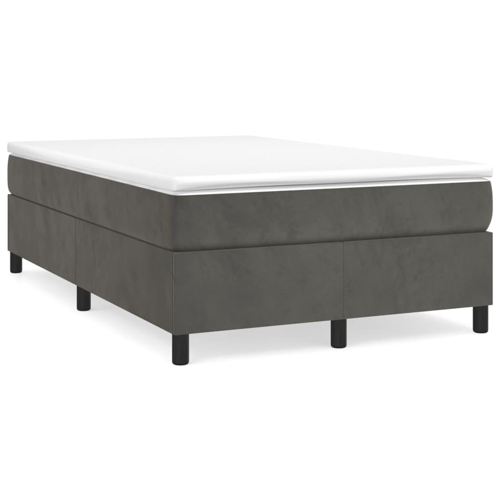 vidaXL Κρεβάτι Boxspring με Στρώμα Σκούρο Γκρι 120x190 εκ. Βελούδινο