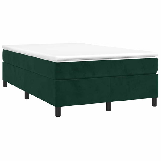 vidaXL Κρεβάτι Boxspring με Στρώμα Σκούρο Πράσινο 120x190εκ. Βελούδινο