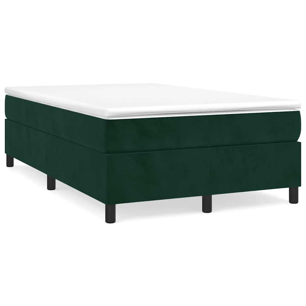 vidaXL Κρεβάτι Boxspring με Στρώμα Σκούρο Πράσινο 120x190εκ. Βελούδινο