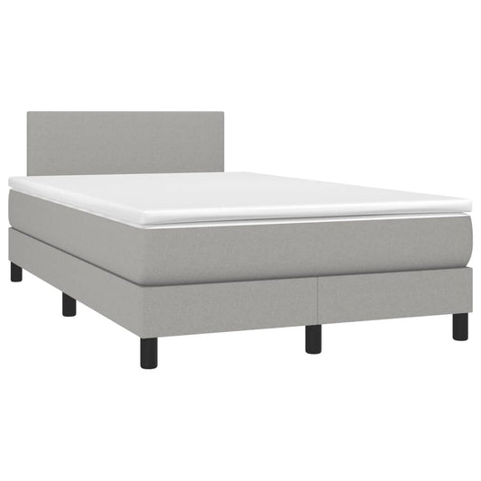vidaXL Κρεβάτι Boxspring με Στρώμα Ανοιχτό Γκρι 120x190 εκ. Υφασμάτινο