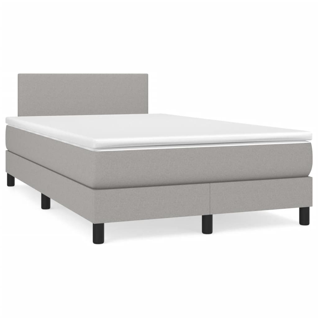vidaXL Κρεβάτι Boxspring με Στρώμα Ανοιχτό Γκρι 120x190 εκ. Υφασμάτινο
