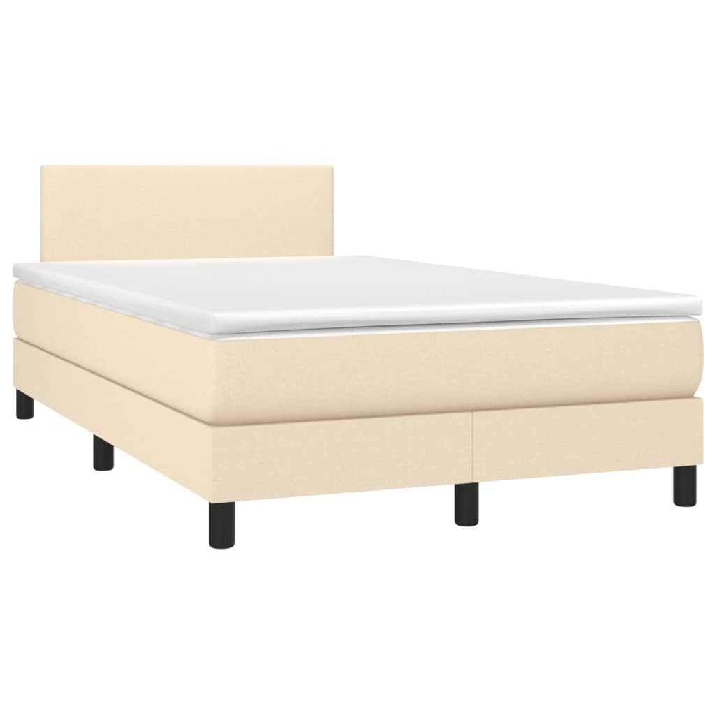 vidaXL Κρεβάτι Boxspring με Στρώμα Κρεμ 120x190 εκ. Υφασμάτινο