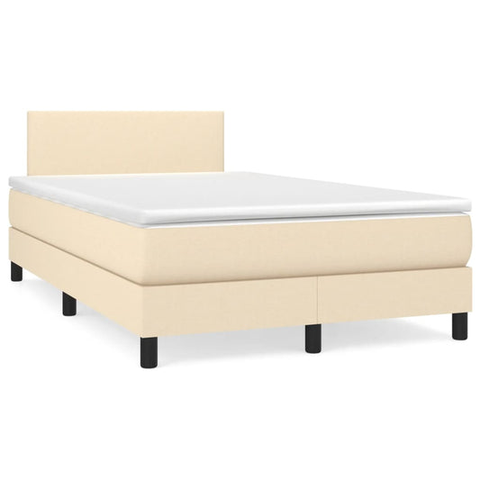 vidaXL Κρεβάτι Boxspring με Στρώμα Κρεμ 120x190 εκ. Υφασμάτινο