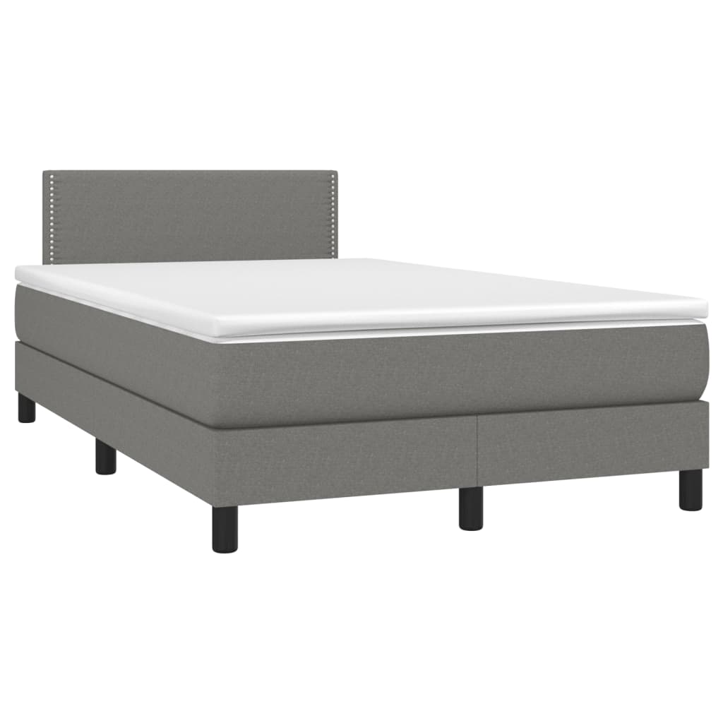 vidaXL Κρεβάτι Boxspring με Στρώμα Σκούρο Γκρι 120x190 εκ Υφασμάτινο