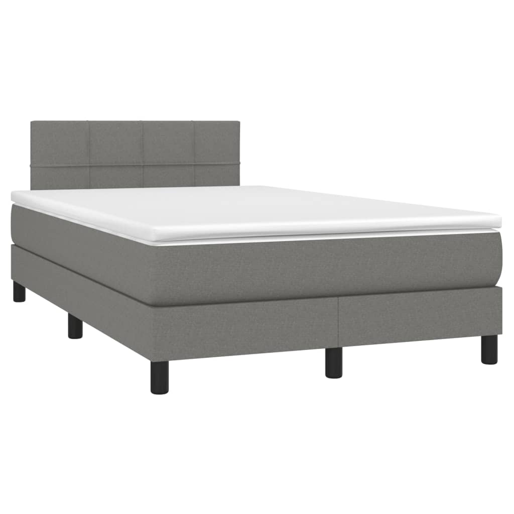vidaXL Κρεβάτι Boxspring με Στρώμα Σκούρο Γκρι 120x190 εκ Υφασμάτινο