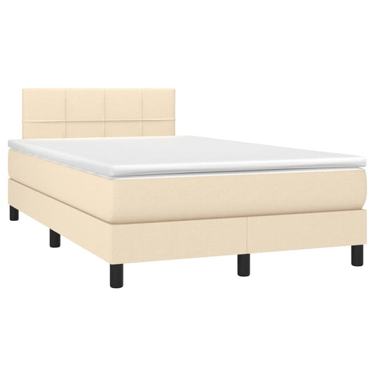 vidaXL Κρεβάτι Boxspring με Στρώμα Κρεμ 120x190 εκ. Υφασμάτινο